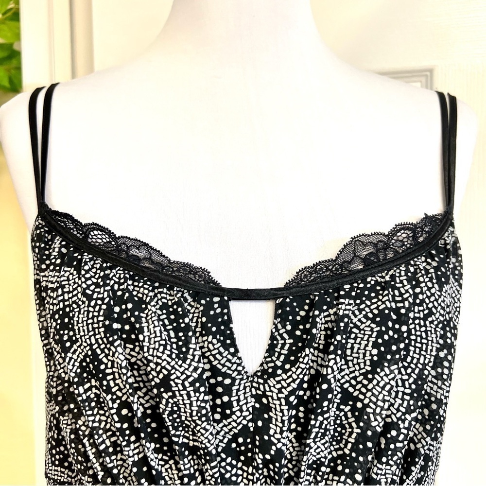 Oscar De La Renta Y2K babydoll Women’s black floral lace slip dress Pink Label L - Picture 3 of 9